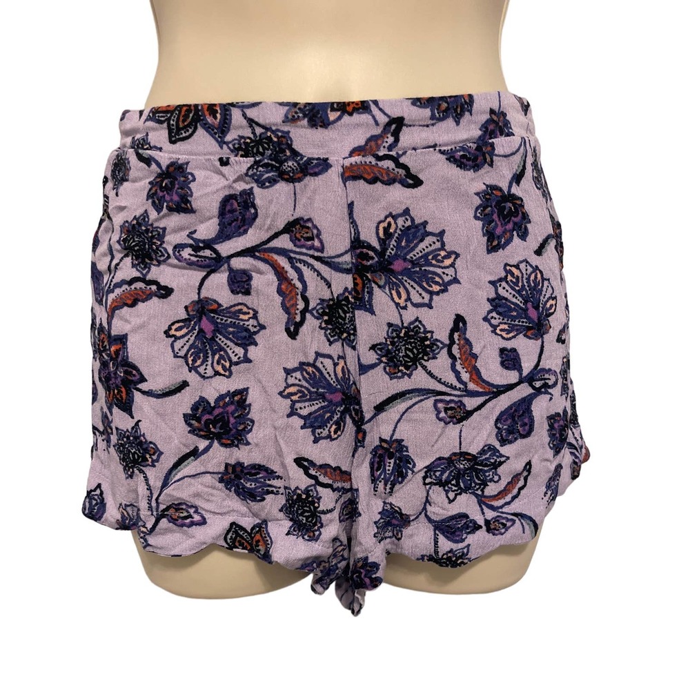 Kendall & Kylie Lavender Floral Rayon Pull On Shorts Purple XS RN090233